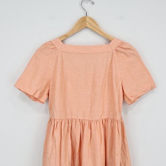 Madewell Linen Blend Allie Square Neck Mini Dress Faded Sunset Size XS - Picture 6 of 8